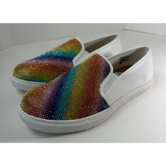 Torrid Embellished Slip On Sneakers Celebrate Love Rainbow Shoes Women's Size 9W - Picture 3 of 15